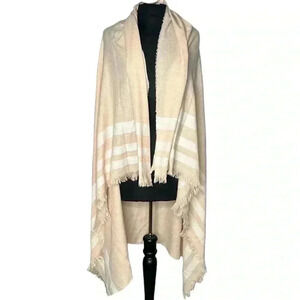 UNBRANDED Peach White Fringe Blanket Scarf Wrap